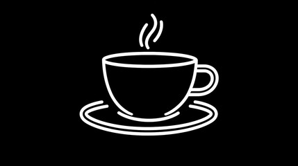 Obraz premium Stylish Coffee Cup Icon in Line Art Design. This minimalist representation captures the essence of a classic coffee cup with clean lines and elegant curves, making it perfect for branding, 
