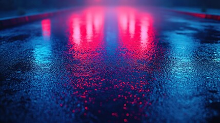 Colorful Reflections on Wet Street at Night