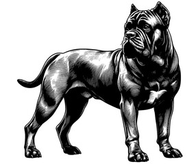 Cane Corso in full-body, hand drawn sketch. Vector isolated on white background	