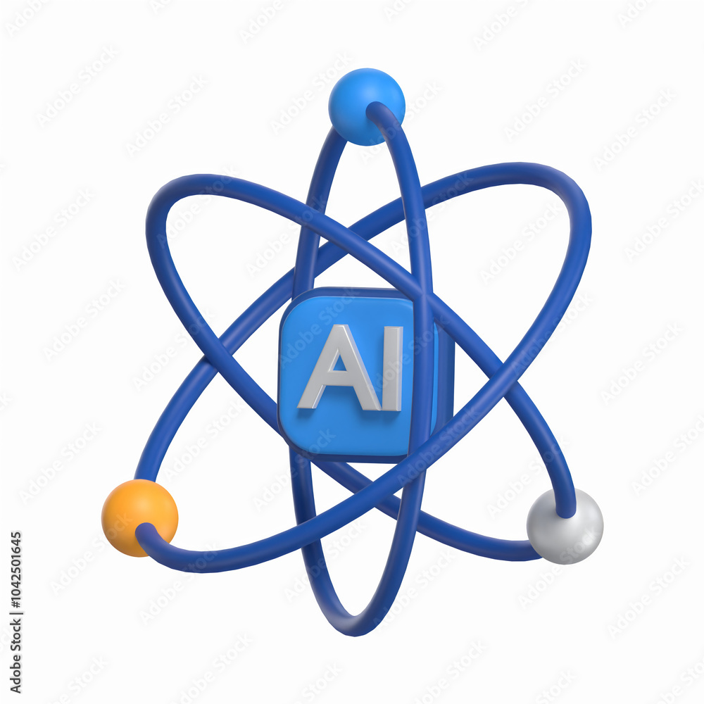 Aufkleber ai power 3d icon artificial intelligence model with transparent background