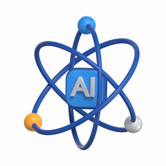 Ai Power 3D Icon Artificial Intelligence  Model with Transparent Background