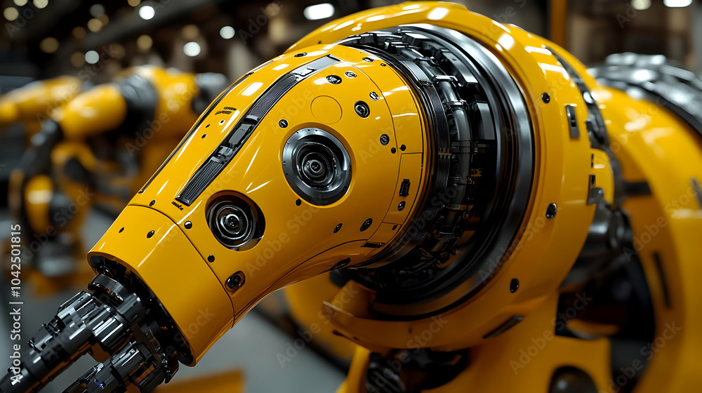 Poster close-up of a robotic arm showcasing advanced engineering.