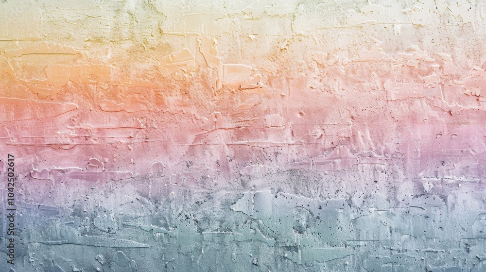 Poster a gradient of muted salmon honeydew and periwinkle is layered with a textured overlay recalling the 