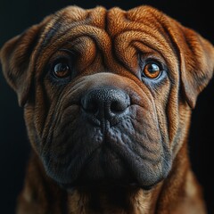 Obraz premium Foto de Shar Pei perro oriundo de china, representante de la dinastía Han. Perro de compañía y guardia.