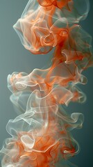Abstract Swirling Smoke: Orange and White Ink in Water