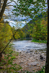 Pine Creek at the Base of the Grand Canyon of Pennsylvania at Leonard Harrison State Park, in Watson Township, Pennsylvania.