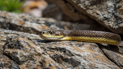 Obraz premium 4k close up snake in the forest junggle rock. python snake.