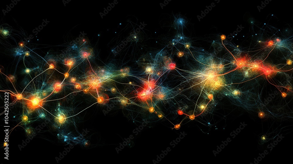 Poster abstract neural network connection with vibrant colors.