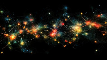 Fototapeta premium Abstract neural network connection with vibrant colors.