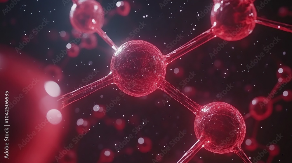 Poster abstract 3d render of a red molecule.