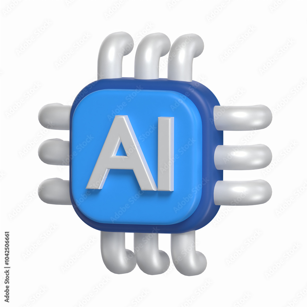 Fototapete ai search engine illustrated 3d icon artificial intelligence model with transparent background
