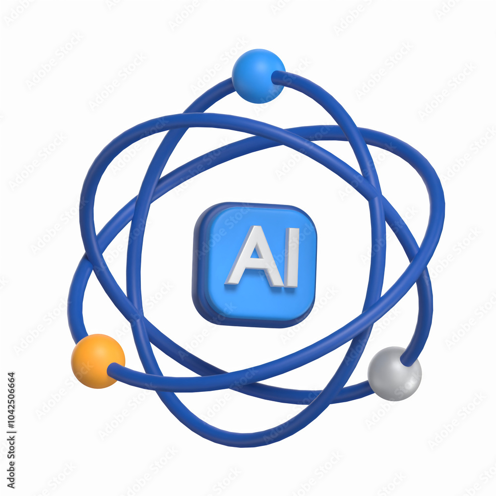 Poster ai power 3d icon artificial intelligence model with transparent background