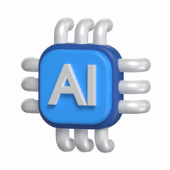 Ai Search Engine Illustrated 3D Icon Artificial Intelligence  Model with Transparent Background