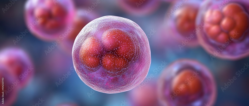 Aufkleber a close-up image of a dividing cell, showcasing the intricate process of cell division.
