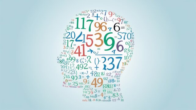 A head with numbers on it