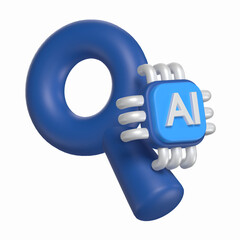 Ai Search Engine Illustrated With AI Chip And Magnifying Glass 3D Icon Artificial Intelligence ...