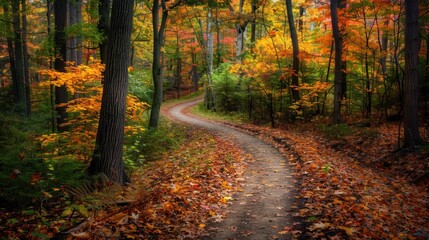 Obraz premium Autumnal Path Through a Forest