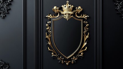 A set of elegant and youthful shields designed in a sophisticated color palette of black, white, and gold. These shields represent strength and protection while maintaining a modern aesthetic. 