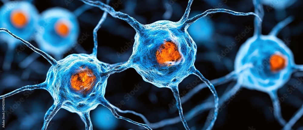 Poster close-up of a network of neurons, highlighting the intricate structure and connectivity.