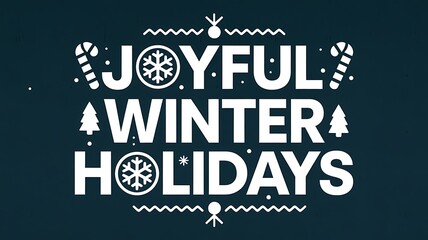 Naklejka premium Joyful Winter Holidays Text Graphic with Candy Canes and Snowflakes
