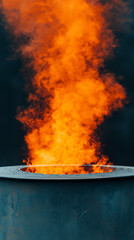 Obraz premium Fiery embrace the intense dance of flames rising from a smoky cauldron