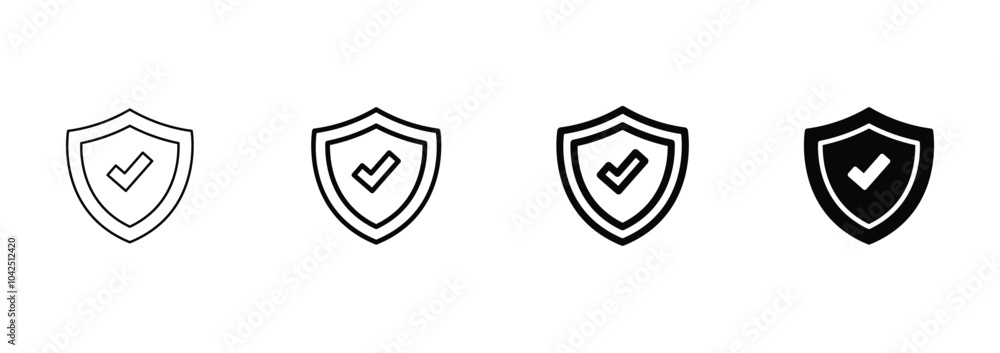 Poster shield check mark icon set vector