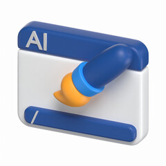 Art Illustrated With Brush And Prompt Area On A Window 3D Icon Artificial Intelligence  Model with Transparent Background