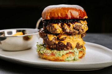 Delicious double cheeseburger with fries, perfect for fast food lovers and culinary enthusiasts