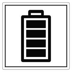 Simple Black Battery Icon on White Background