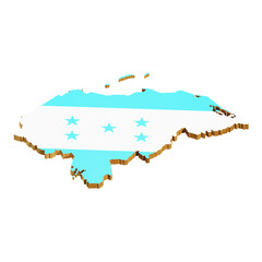 3D map of Honduras with national flag