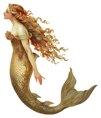 Fototapeta premium PNG Mermaid art illustration underwater.