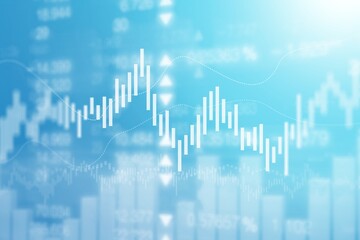 abstract Financial chart with growing stock graph at color background