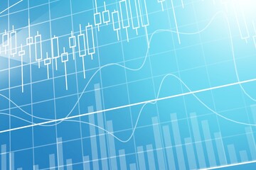 abstract Financial chart with growing stock graph at color background