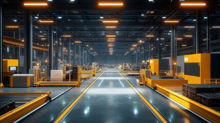 Industrial Conveyor System in a Large Warehouse