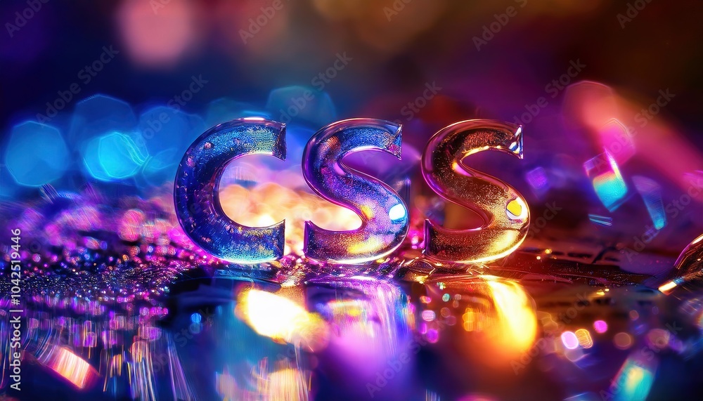 Poster Creative CSS Text in Colorful Bokeh Background