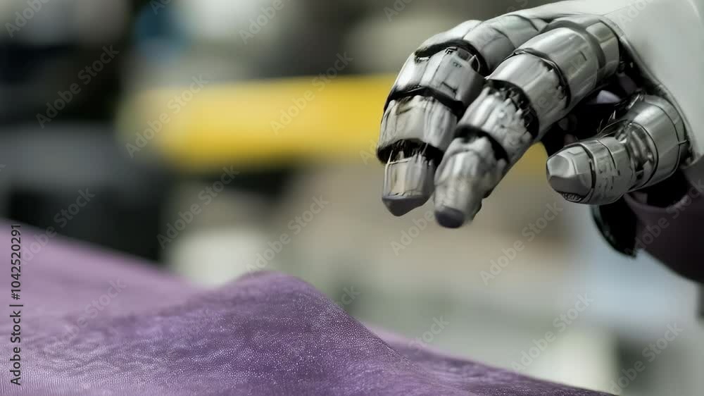 Poster robotic hand showcases advanced technology and precision engineering in futuristic automation close 