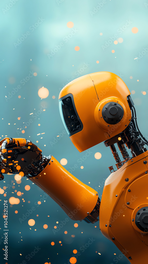 Poster exploring the future a glimpse into advanced robotics and their role in modern society