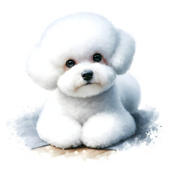 Obraz premium 흰 배경, 비숑 프리제, 수채화 (white background, Bichon frisé, water colour)