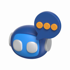 Chat Bot With A Bubble Chat On A Robot Head 3D Icon Artificial Intelligence  Model with Transparent Background