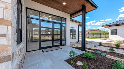 Fototapeta premium Modern Entryway with Stylish Architecture and Landscaping