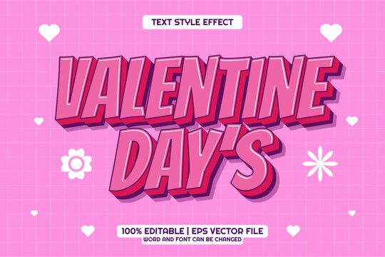 Editable text effect Valentine Days 3d cartoon template