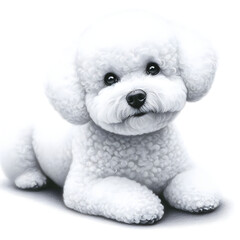 Obraz premium 흰 배경, 비숑 프리제, 펜슬 드로잉 (white background, Bichon frisé, pencil drawing)