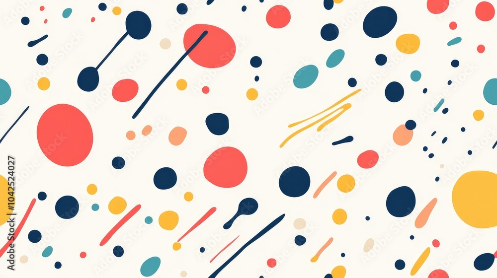 Poster seamless background pattern featuring colorful lines and circles