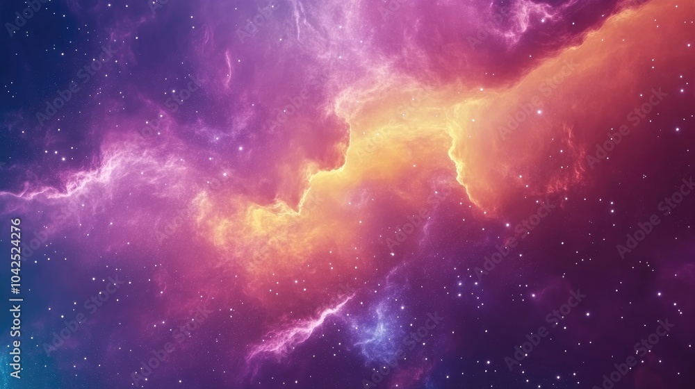 Aufkleber colorful nebula with star field in a 3d cartoon rendering of a space background