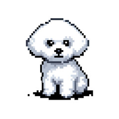 Fototapeta premium 흰 배경, 비숑 프리제, 픽셀아트 (white background, Bichon frisé, pixel art)