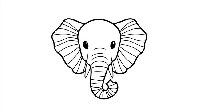 recommend clip art: Cute elephant head coloring page for kids featuring simple line art a geometric flower mandala design pattern and minimalistic clipart suitable for coloring activities