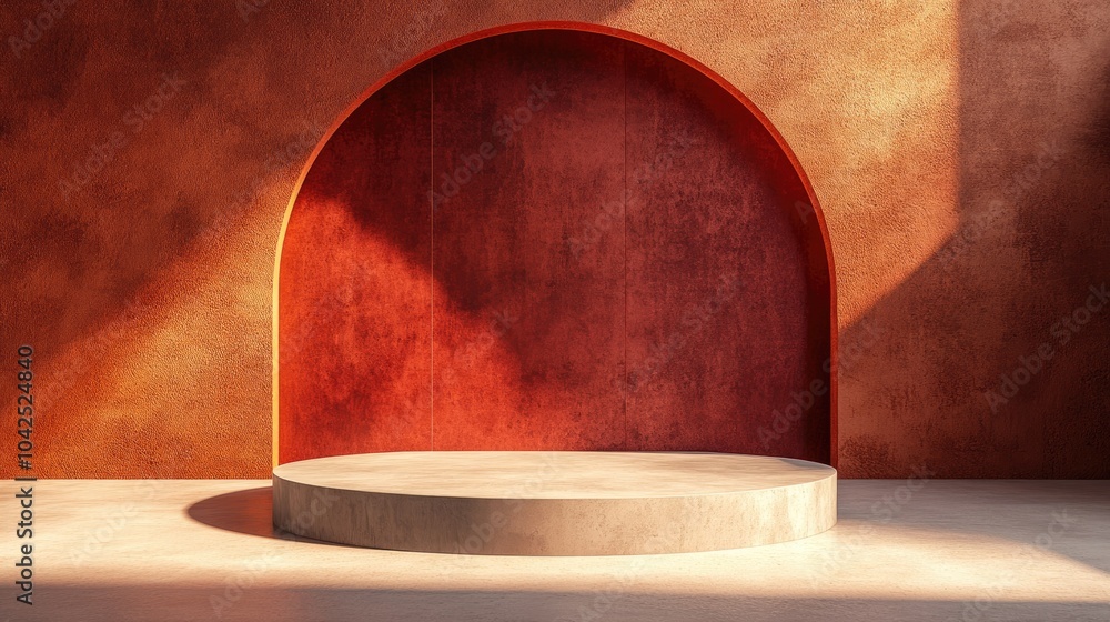 Poster abstract background featuring a podium and wall created through 3d illustration and rendering techni