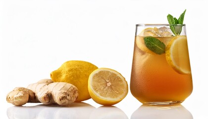 Fototapeta premium Ginger Ale on white background isolated. Beverage. Drink.