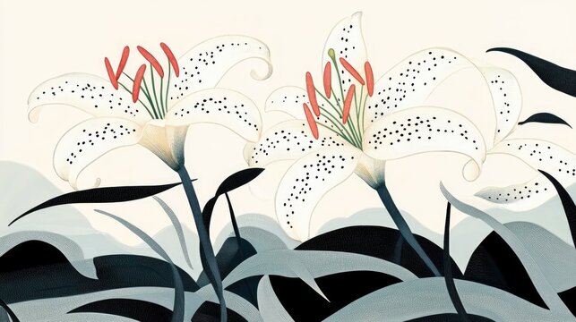 Lily Flower on Monochrome Background