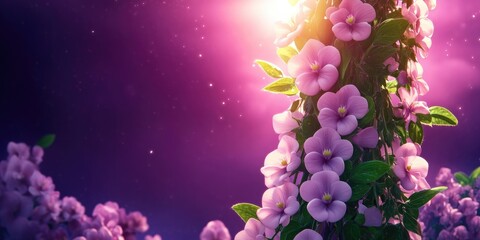 Fototapeta premium Flowers on a tall pea climbing plant, Pea plant with tall climbing flowers
